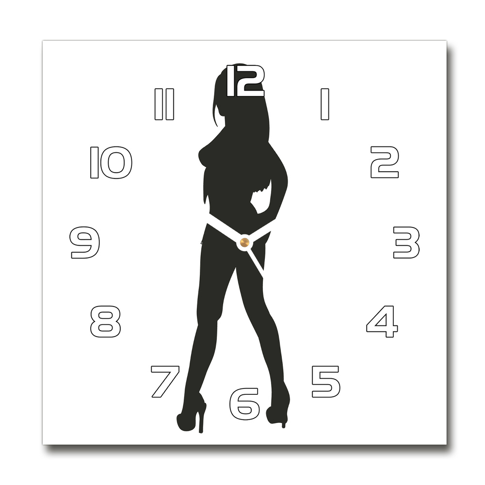 Horloge carrée en verre Silhouette de femme