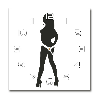 Horloge carrée en verre Silhouette de femme