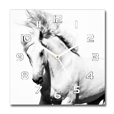 Horloge carrée en verre Cheval blanc