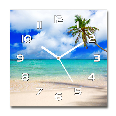 Horloge carrée en verre Plage des Caraïbes