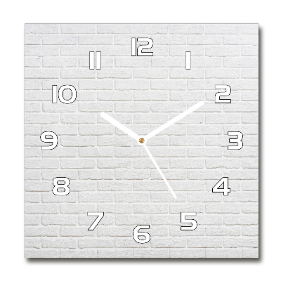 Horloge carrée en verre Mur de briques blanc