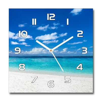 Horloge carrée en verre Plage tropicale palmier