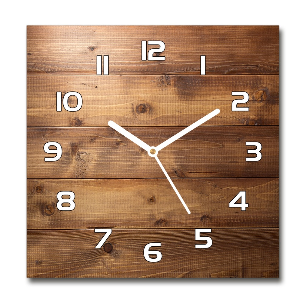 Horloge carrée en verre Fond en bois