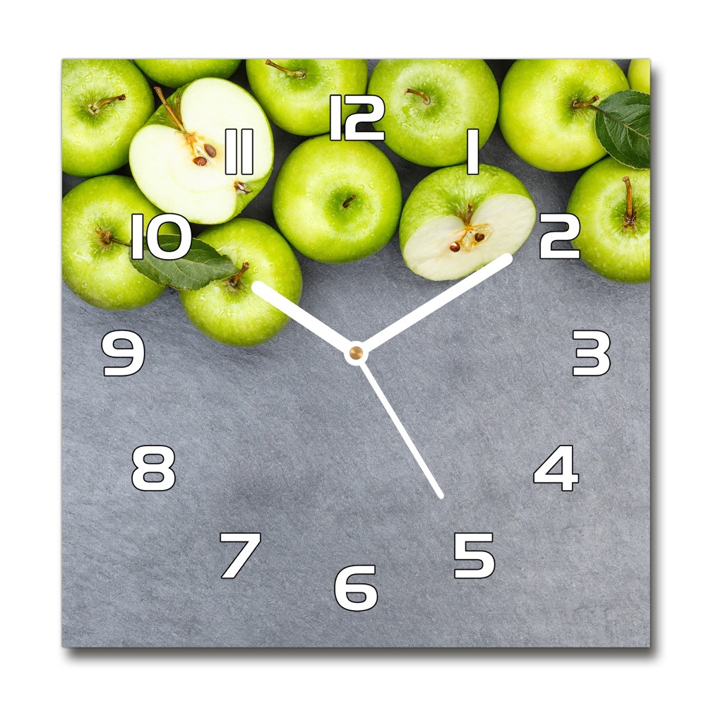 Horloge carrée en verre Pommes vertes