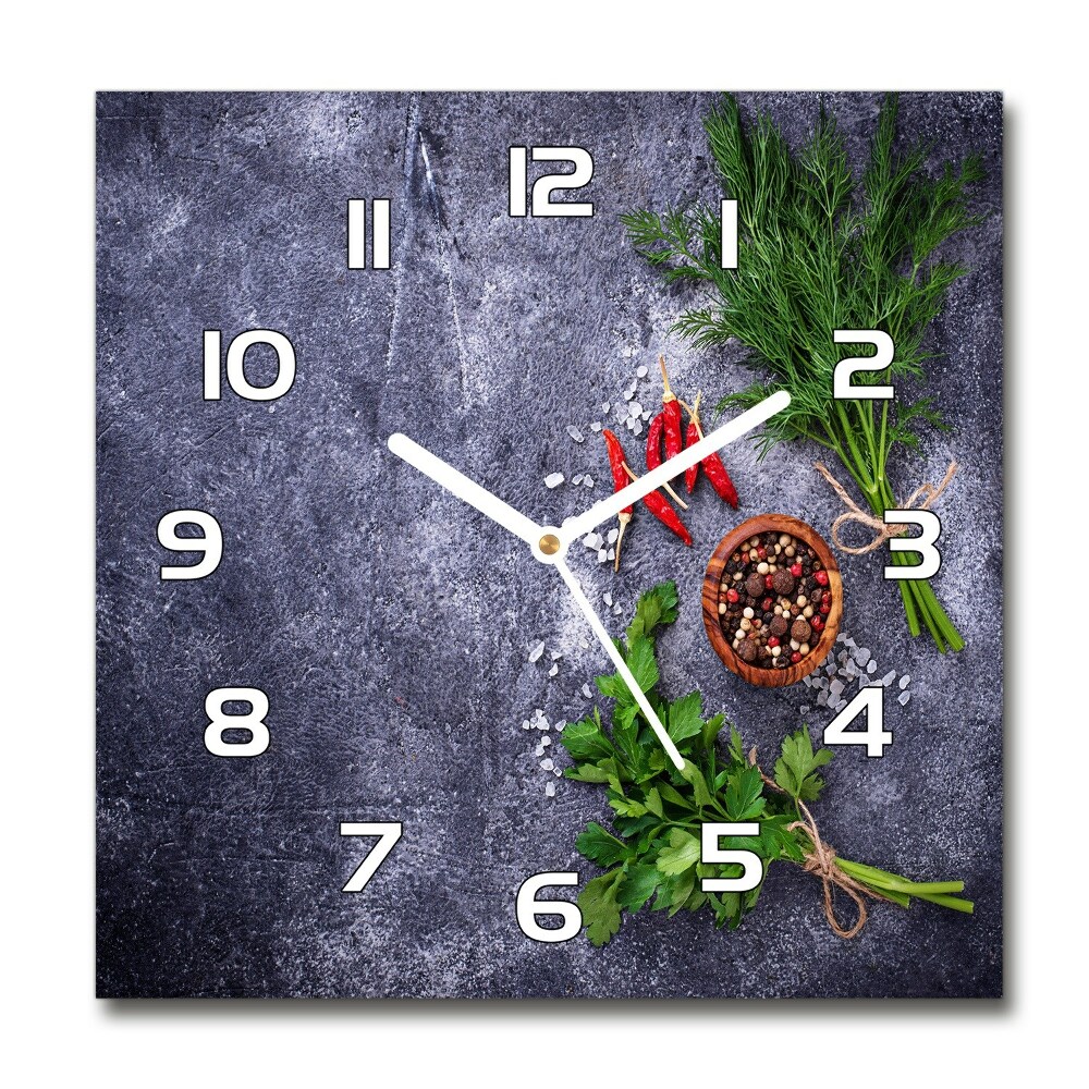 Horloge carrée en verre Herbes et épices