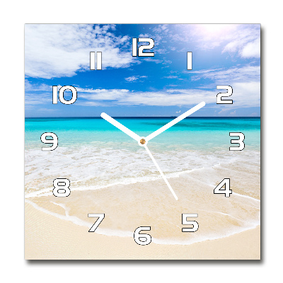 Horloge carrée en verre Plage tropicale océan