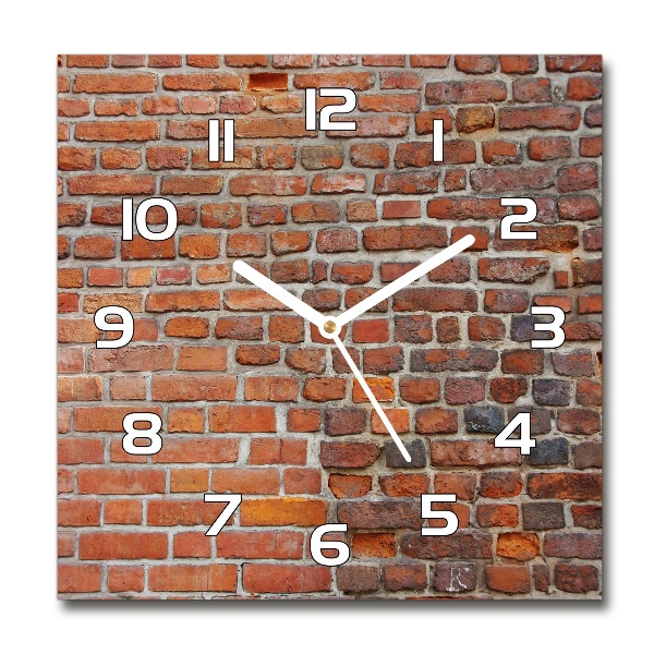 Horloge carrée en verre Mur de briques colorées
