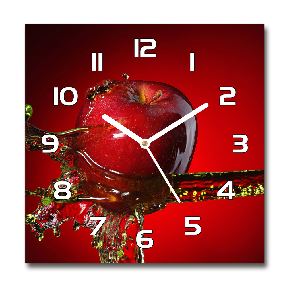 Horloge carrée en verre Pommes et eau