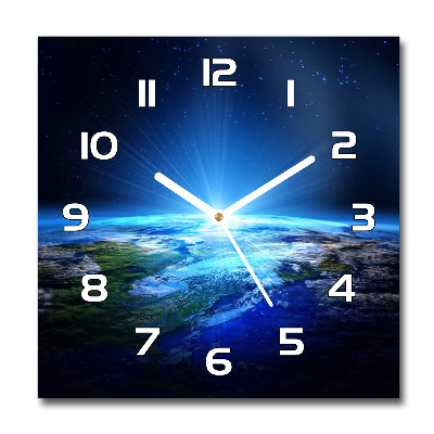 Horloge carrée en verre Planète Terre