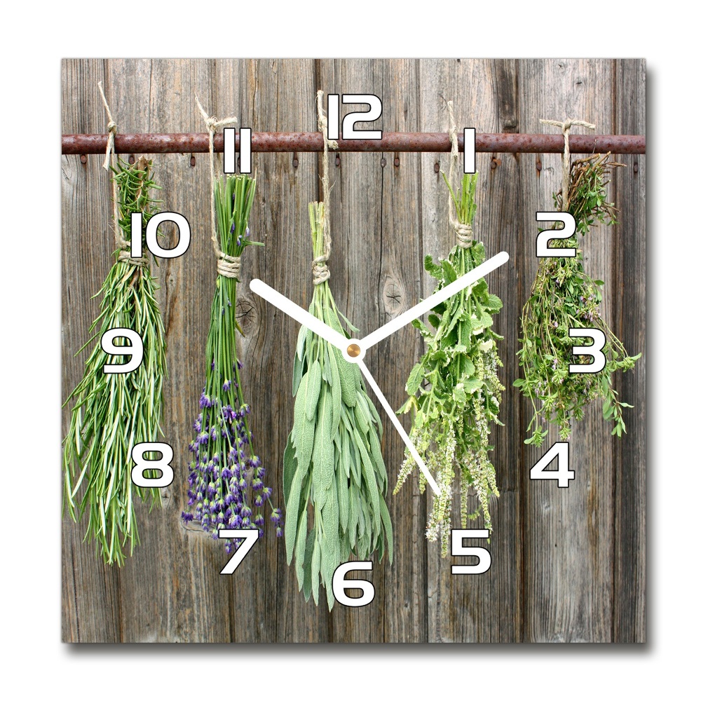 Horloge carrée en verre Herbes sur une ficelle