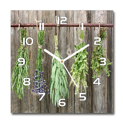 Horloge carrée en verre Herbes sur une ficelle