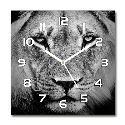 Horloge carrée en verre Portrait d'un lion