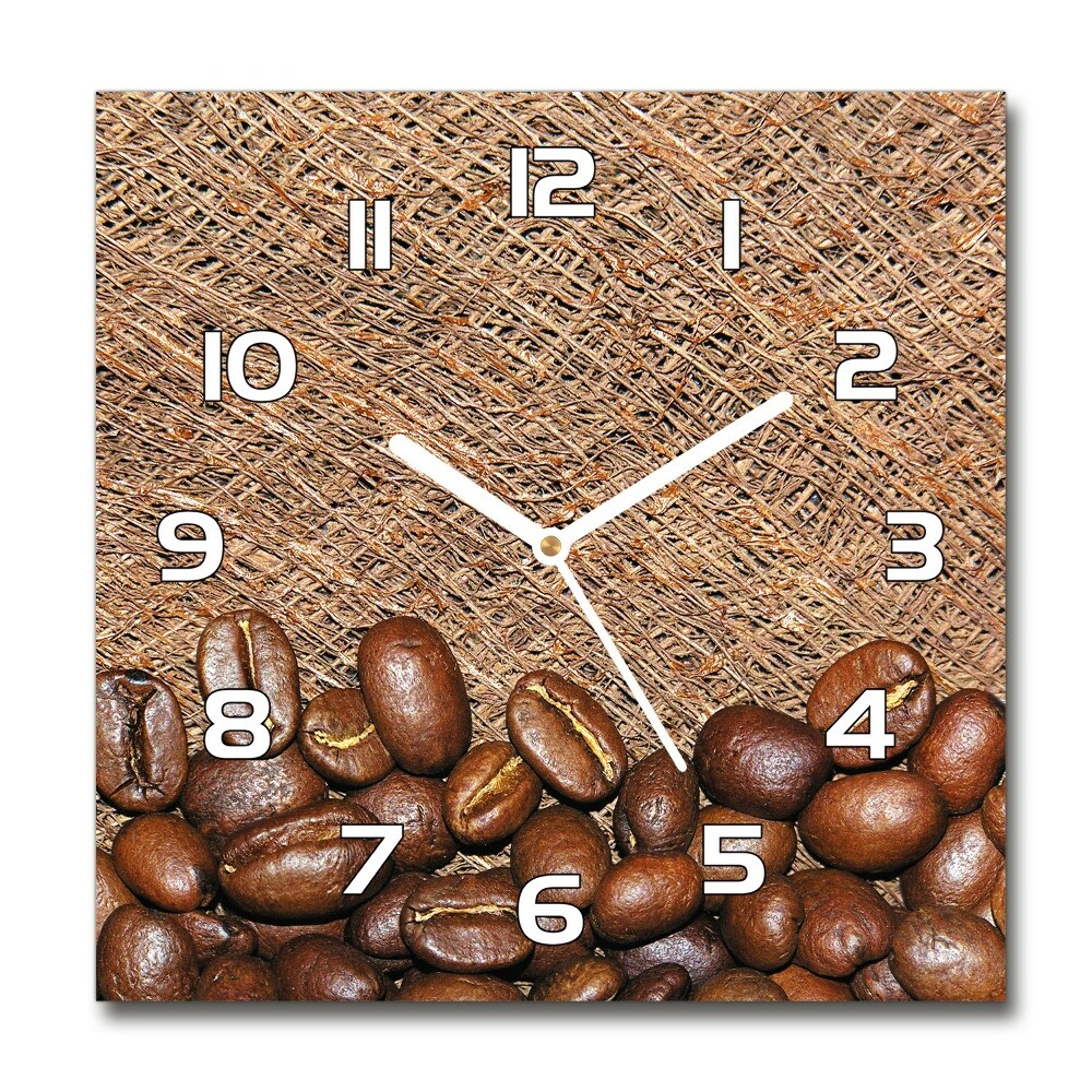 Horloge carrée en verre Grains de café