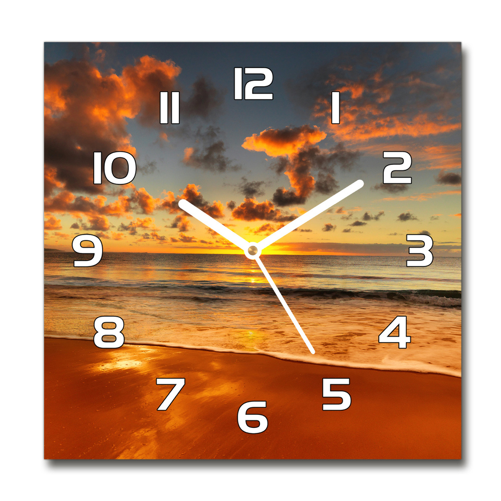 Horloge carrée en verre Plage australienne