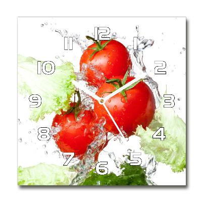 Horloge carrée en verre Tomates et laitue