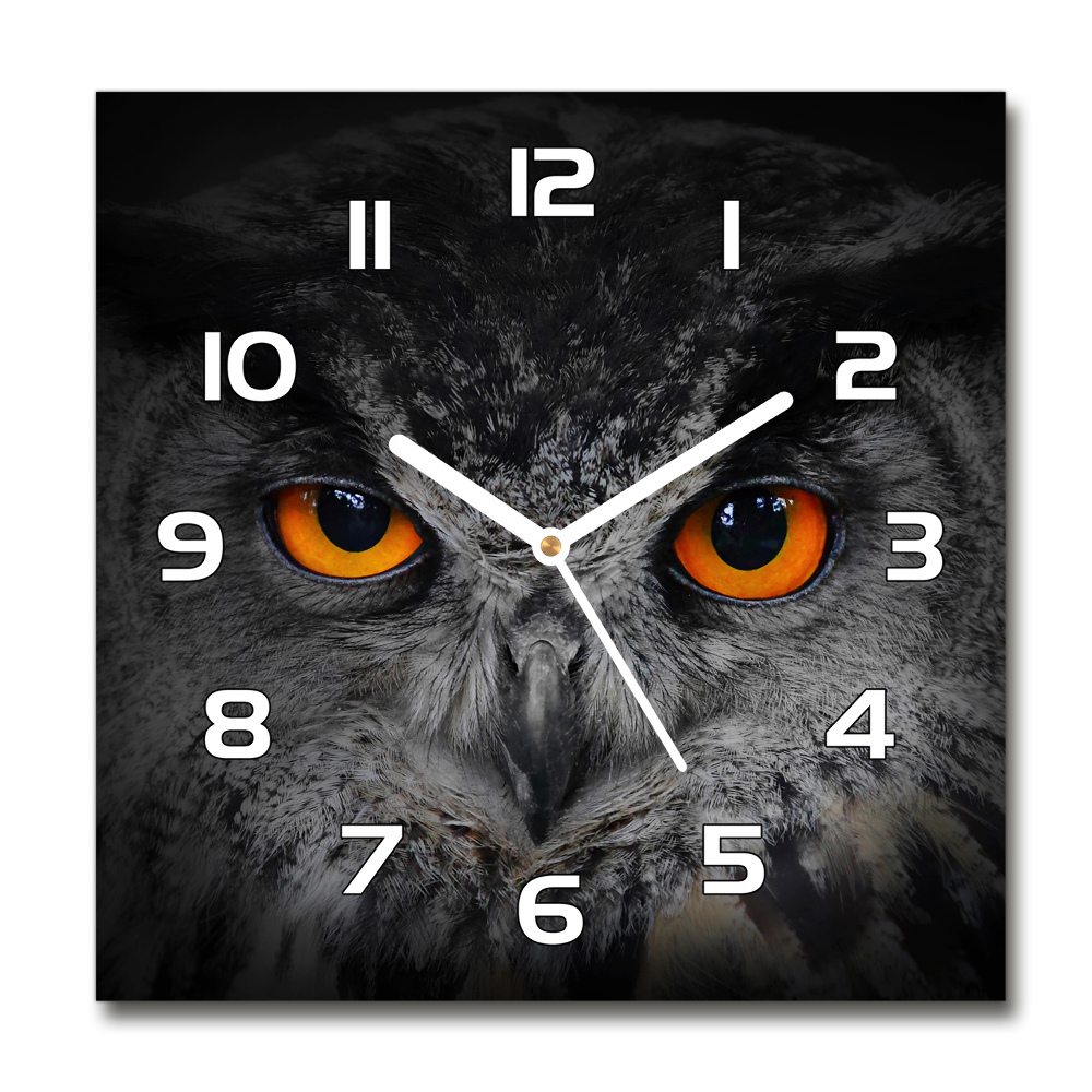 Horloge carrée en verre Les yeux d'un hibou diabolique