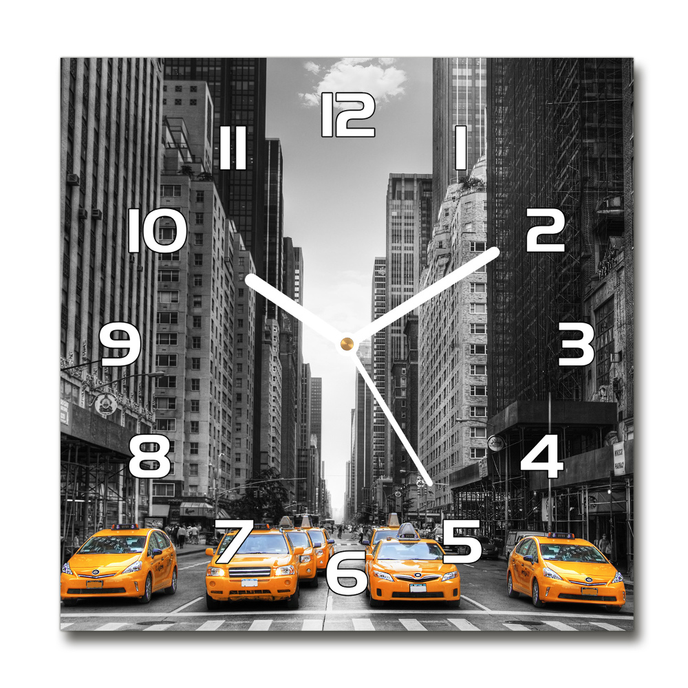 Horloge carrée en verre Taxis New York