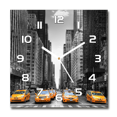 Horloge carrée en verre Taxis New York