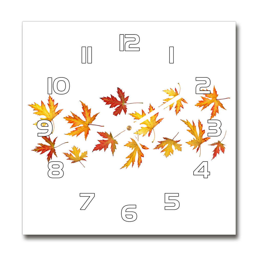 Horloge carrée en verre Feuilles d'automne