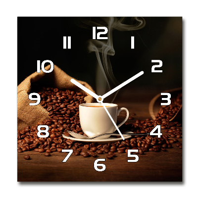 Horloge carrée en verre Café dans une tasse