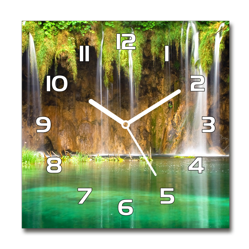 Horloge carrée en verre Lacs de Plitvice