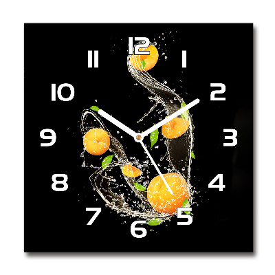 Horloge carrée en verre Abricots et eau