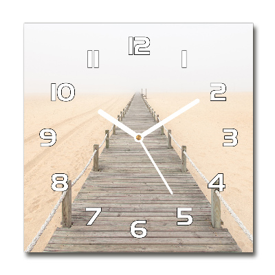 Horloge carrée en verre Chemin sur la plage