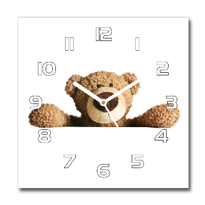 Horloge carrée en verre Ours en peluche