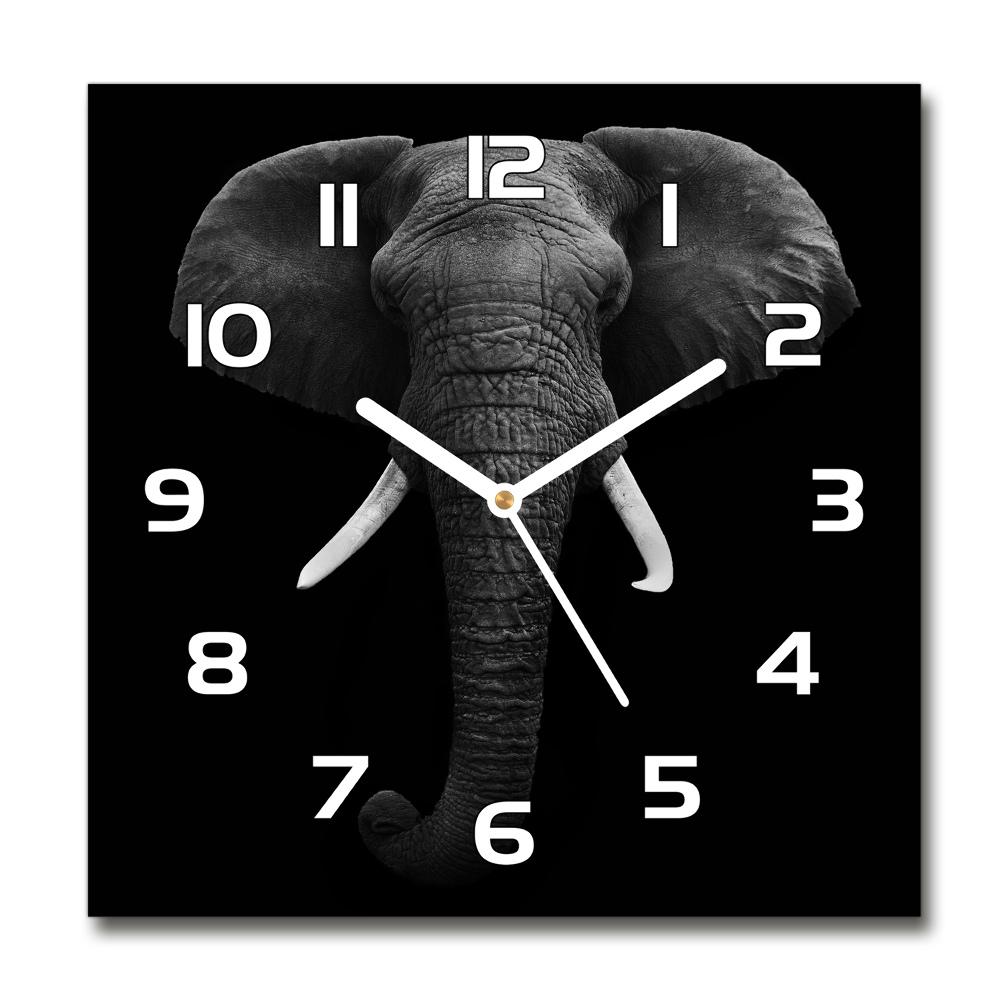 Horloge carrée en verre Éléphant d'Afrique