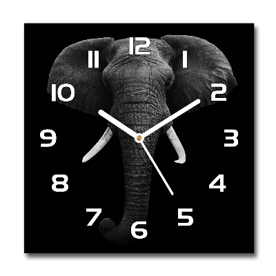 Horloge carrée en verre Éléphant d'Afrique