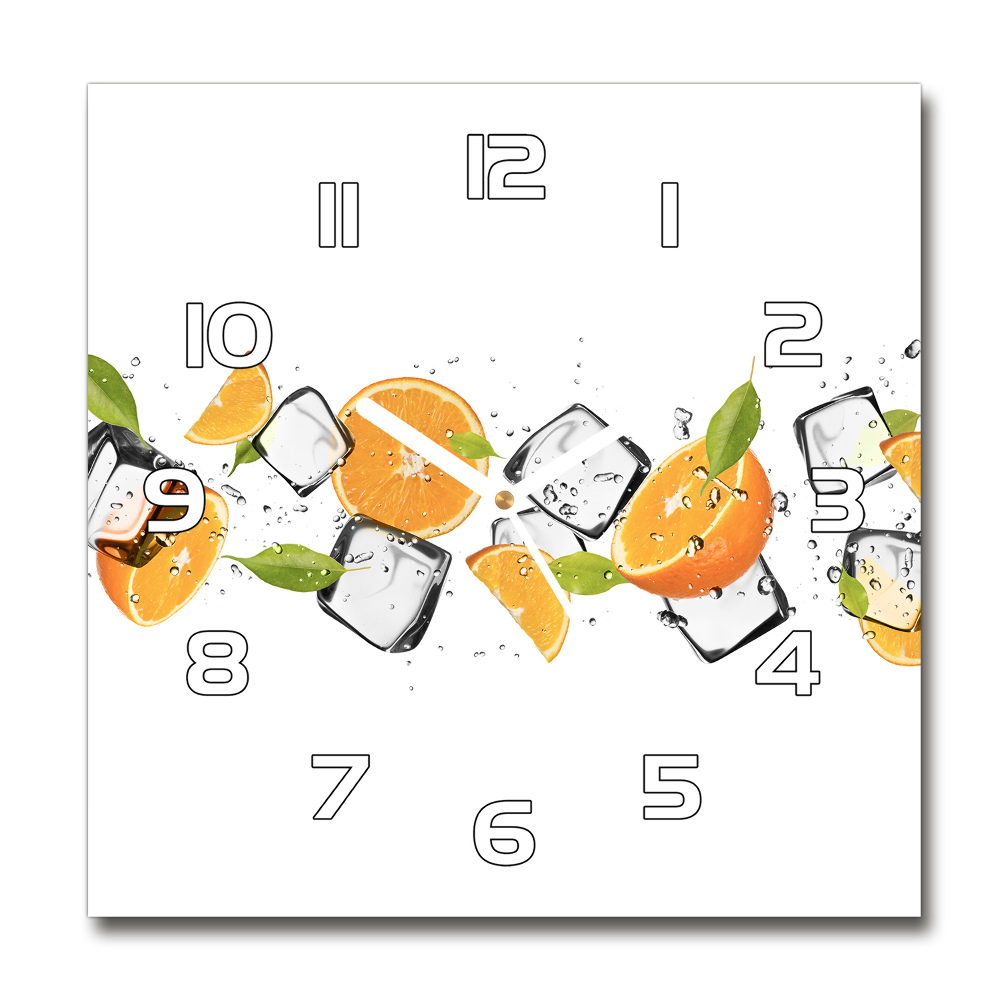 Horloge carrée en verre Oranges avec glace