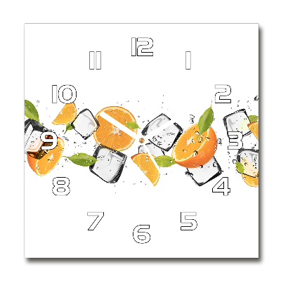 Horloge carrée en verre Oranges avec glace