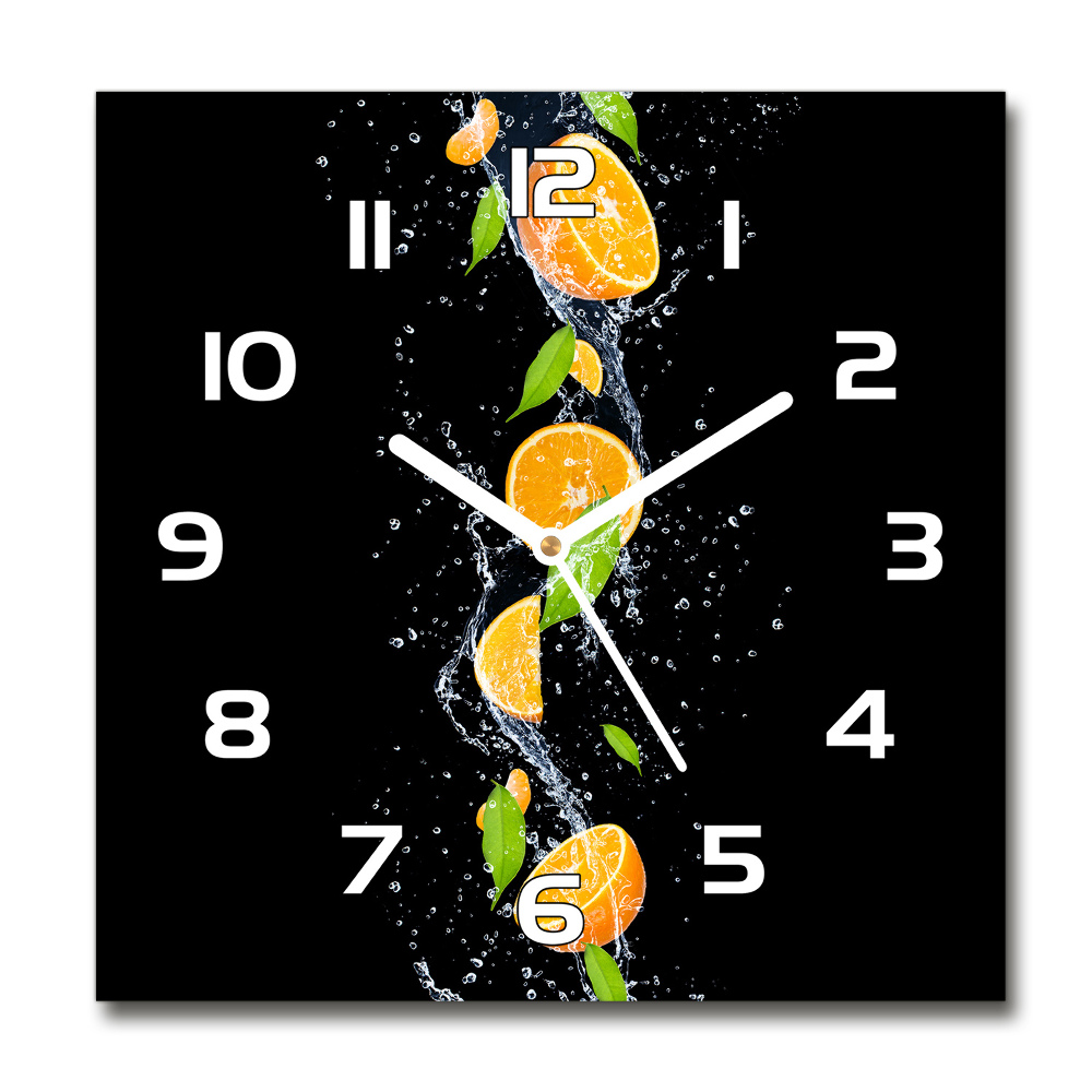 Horloge carrée en verre Oranges et eau