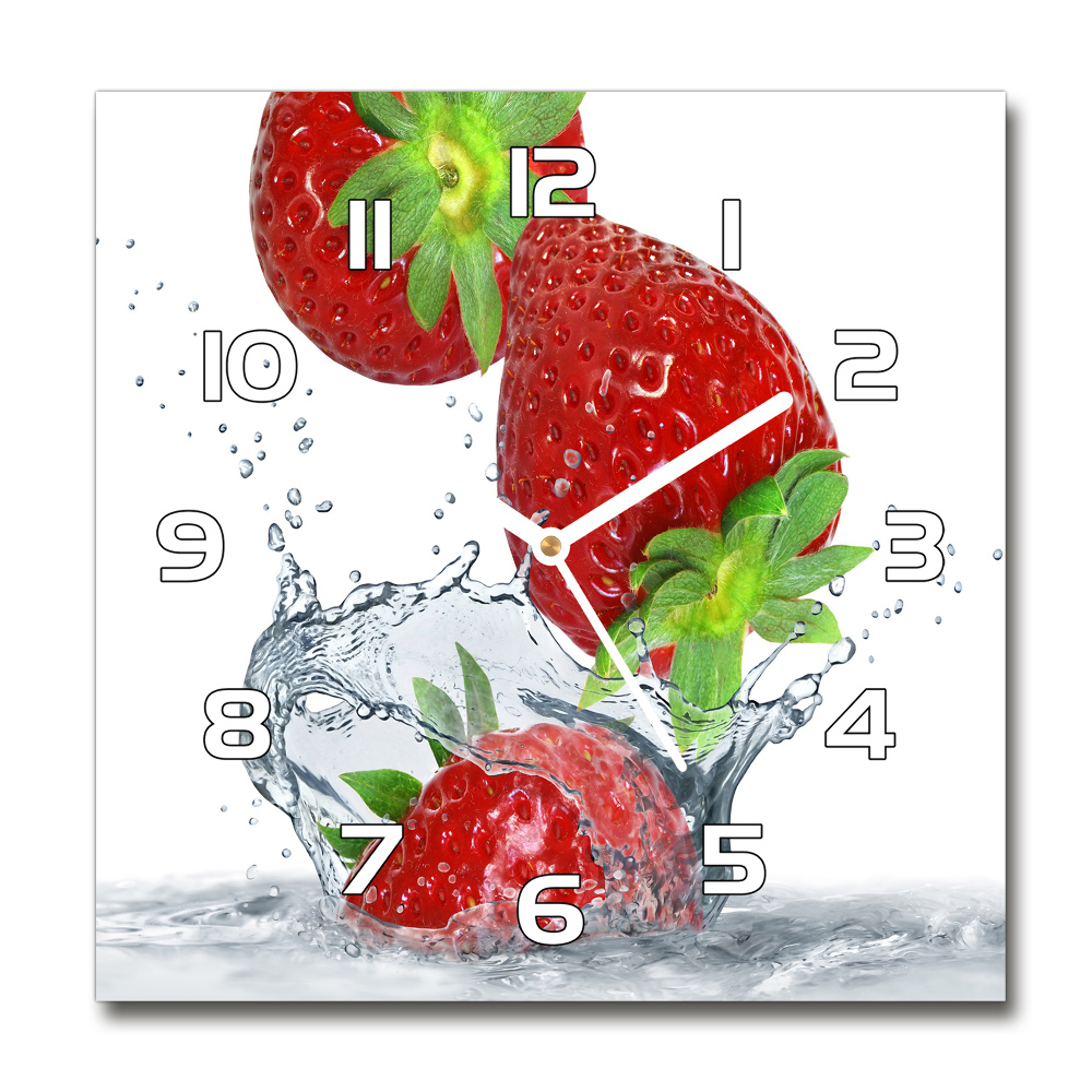 Horloge murale carrée Fraises et eau