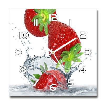 Horloge murale carrée Fraises et eau