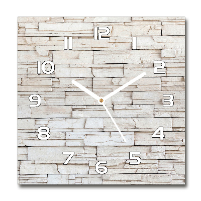 Horloge carrée en verre Mur de pierres blanches