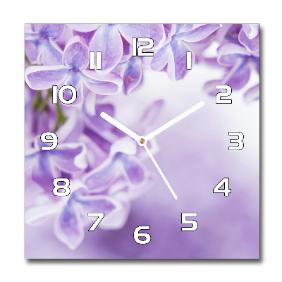 Horloge carrée en verre Fleurs de lilas