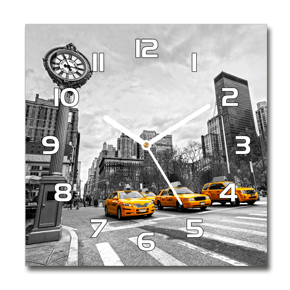 Horloge carrée en verre Taxis New York