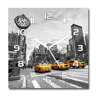 Horloge carrée en verre Taxis New York