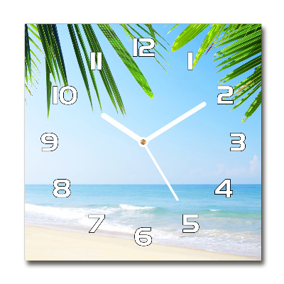 Horloge carrée en verre Plage tropicale