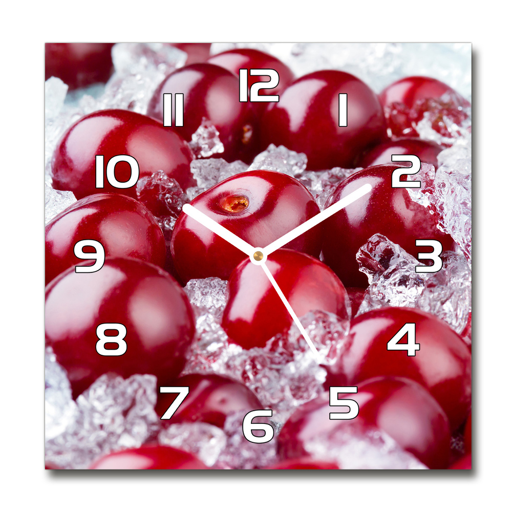 Horloge carrée en verre Cerise congelée