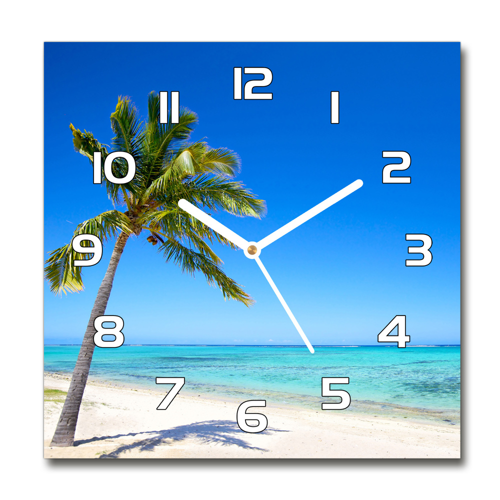 Horloge carrée en verre Plage tropicale