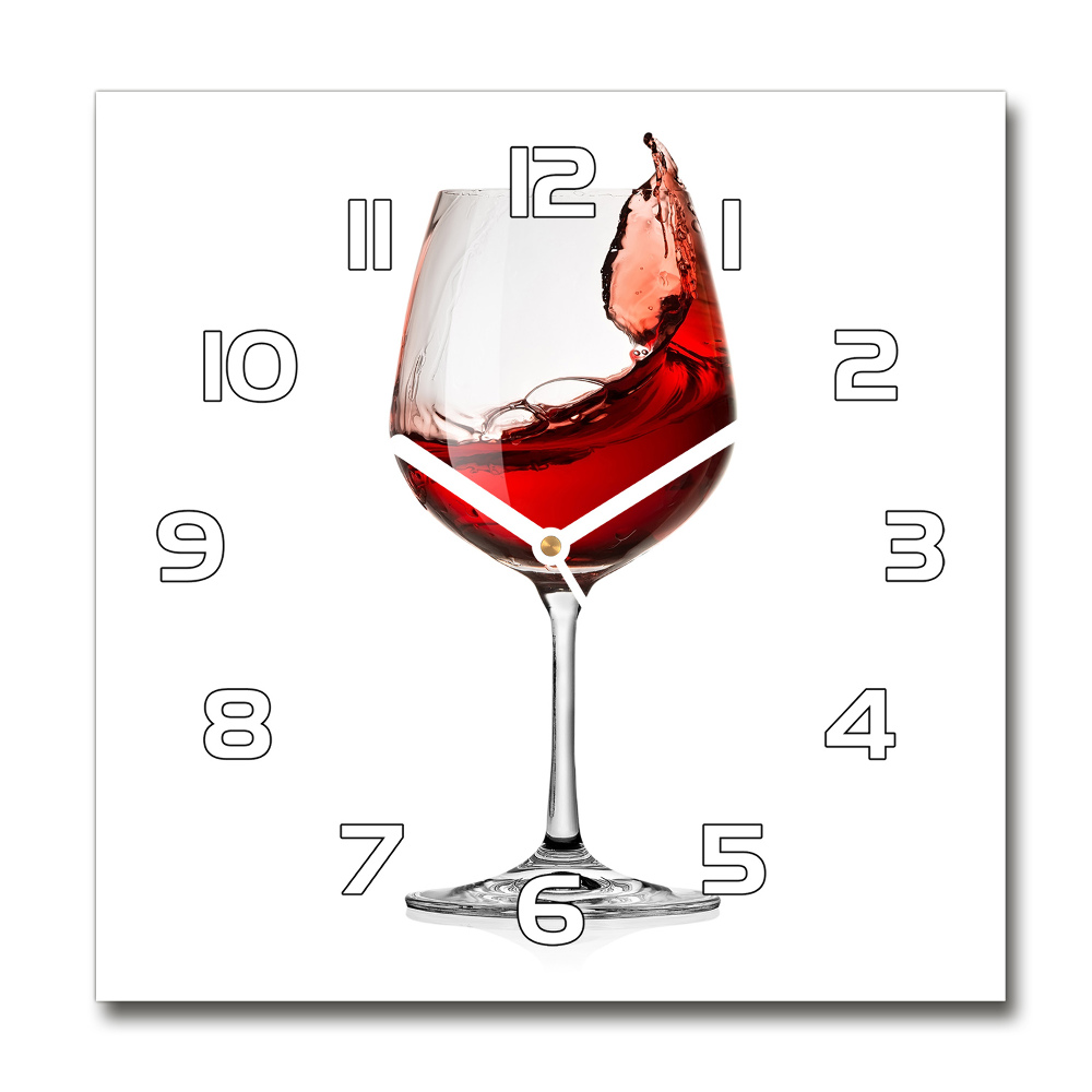 Horloge carrée en verre Vin rouge