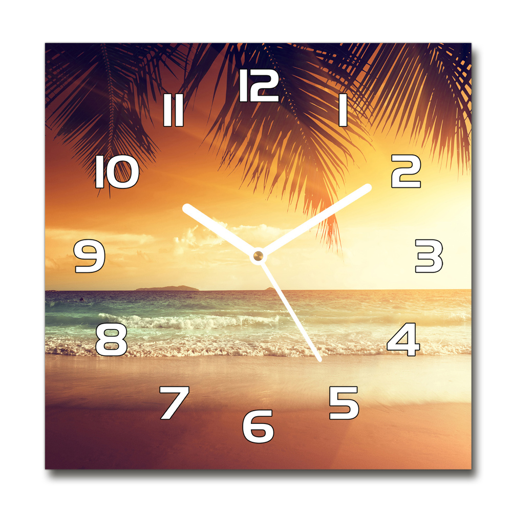 Horloge carrée en verre Plage tropicale océan