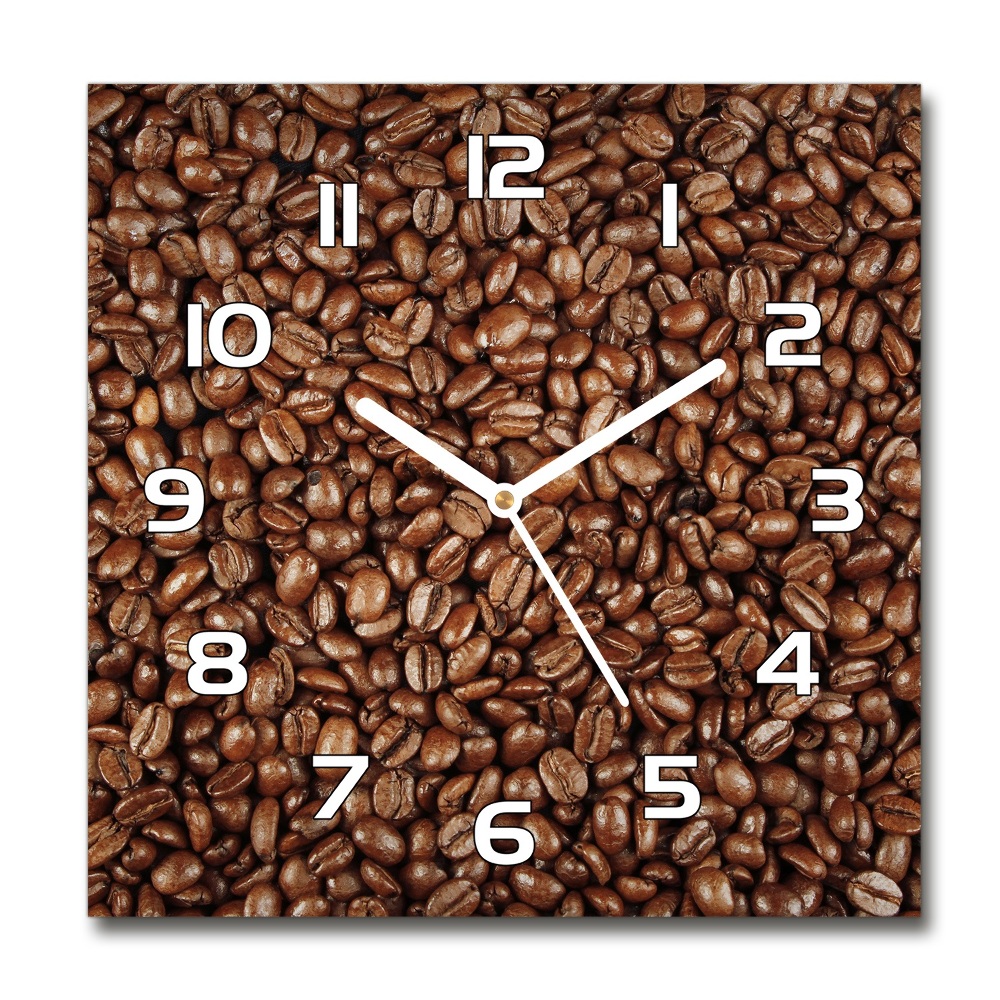 Horloge carrée en verre Grains de café