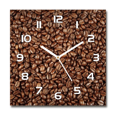 Horloge carrée en verre Grains de café