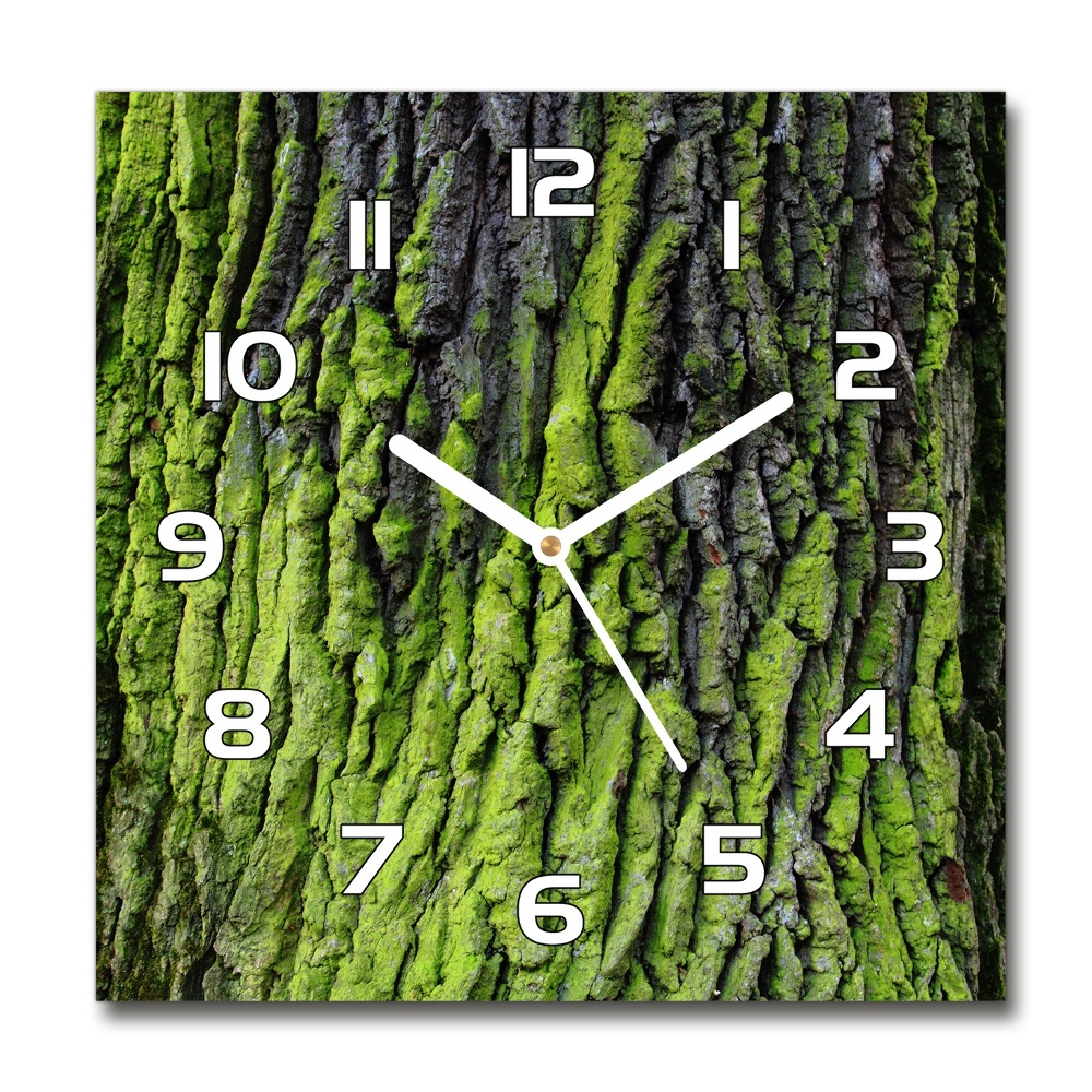 Horloge carrée en verre Écorce d'arbre