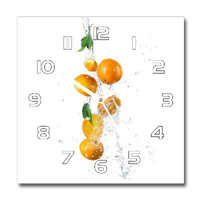 Horloge carrée en verre Oranges et eau