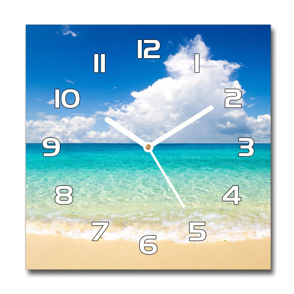 Horloge carrée en verre Plage paradisiaque