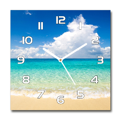 Horloge carrée en verre Plage paradisiaque